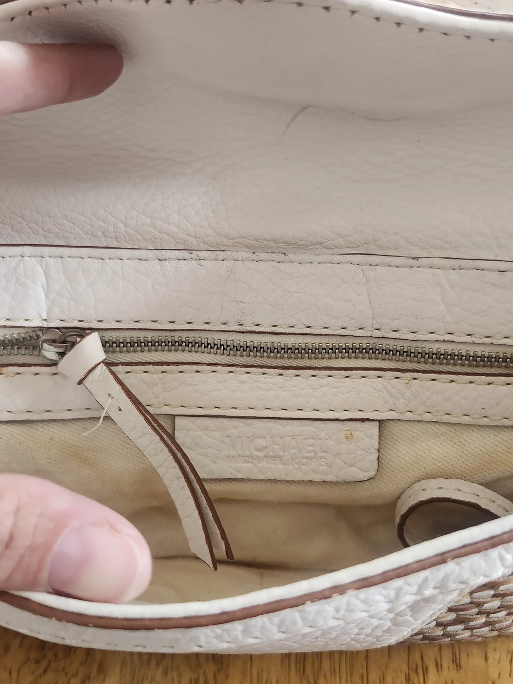 Michael Kors Vintage Y2K White Woven Leather Shoulder Bag